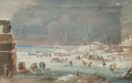 Abraham RADEMAKER (1677 1735) Winter skating scene…