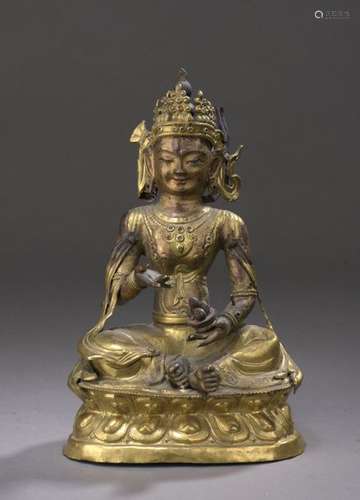 MONGOLIA 18th/19th century Gilded repoussé copper …