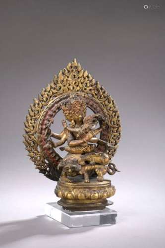 Gilt bronze group of Vajrachatuhpitha with three h…