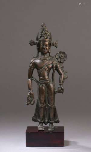 TIBET 12th / 13th century Bronze statuette with br…