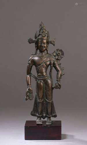 TIBET 12th / 13th century Bronze statuette with br…