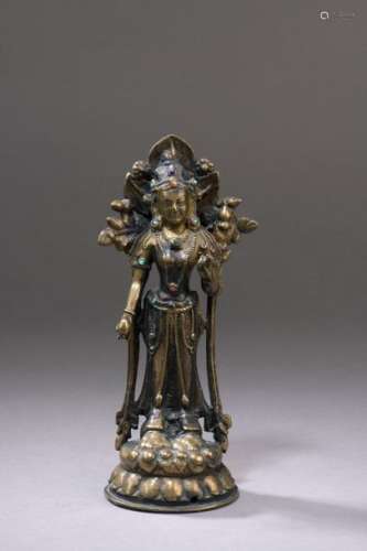 TIBET 13th / 14th century Brass statuette of Prajn…