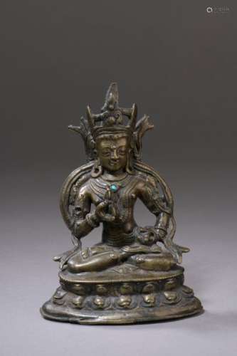 TIBET 15th century Brass statuette of Vajrasattva …