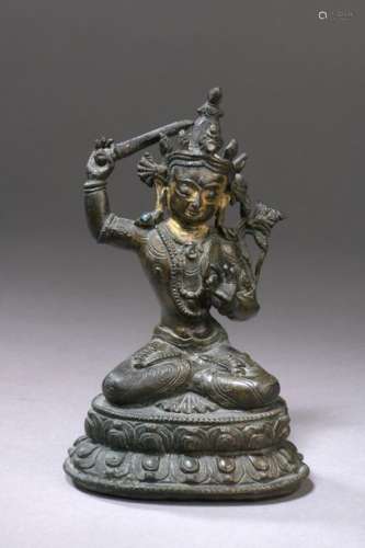 TIBET 16th century Bronze statuette with brown pat…