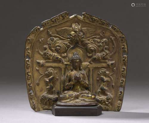 TIBET 16th century Bronze gilt statuette of Vairoc…