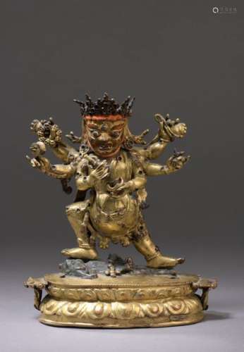 TIBET 17th century Statuette in bronze and gilt co…