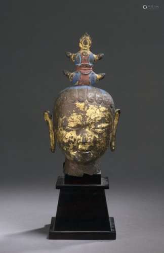TIBET XVIIth / XVIIIth century Head of deity in gi…