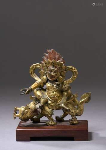 TIBET 18th century Gilt bronze statuette of Mahaka…