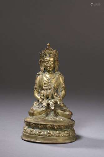 TIBET 18th century Gilt bronze statuette of Buddha…