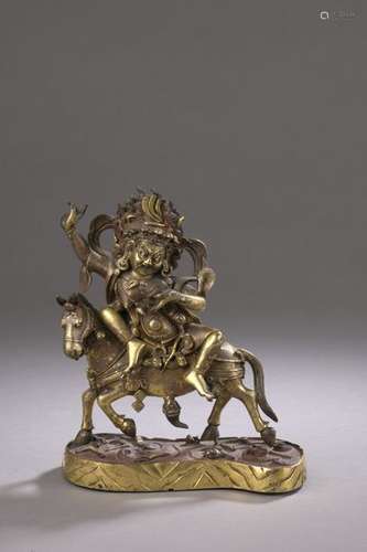 TIBET 18th century Statuette of Sridevi in gilt br…