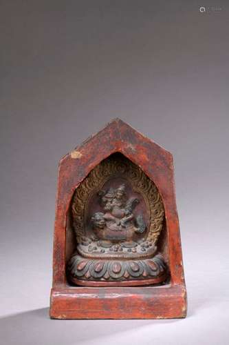 TIBET 18th century Polychrome lacquered wooden alt…