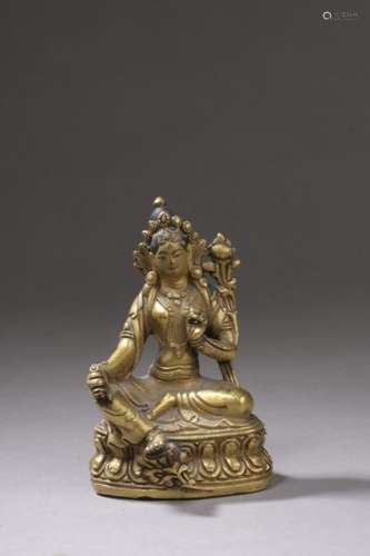TIBET XIXth century Statuette of red Tara in gilt …