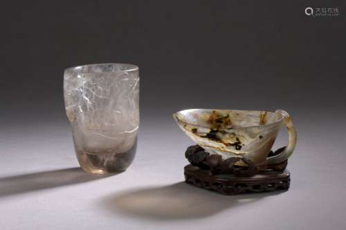 CHINA 19th century Rock crystal bowl with carved d…