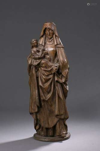 HOLY TRINITY ANNE TRINITARY in carved walnut, roug…