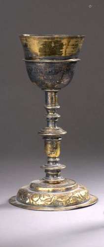 Gilt silver CALICE, baluster shaft, circular base …