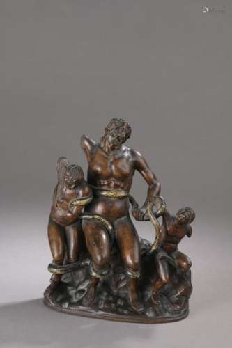 LAOCOON in fruitwood carved in the round with poly…