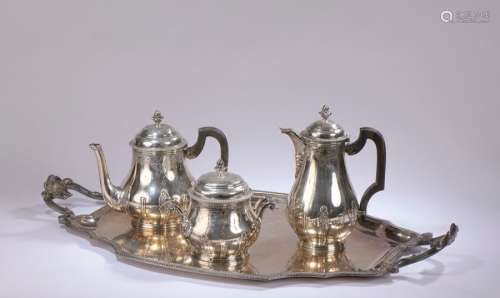 TEA AND COFFEE SERVICE in silver Regency style wit…
