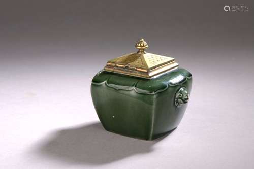 Theodore DECK (1823 1891) GREEN GLAZED CERAMIC INK…