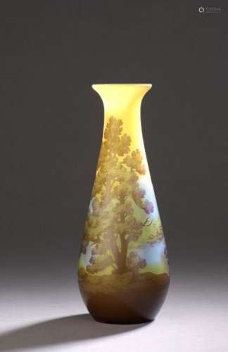 Piriform multilayered glass vase with acid etched …