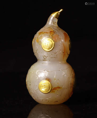 清代玛瑙包金多子多福葫芦瓶