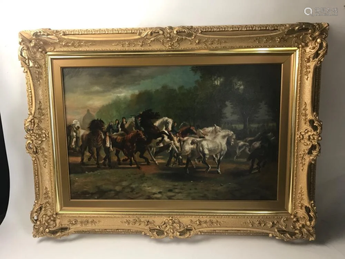 S G N Henry, Horse Riders, Oil on Canvas