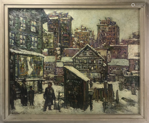 New York Street View, Oil on Canvas