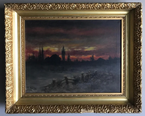 T Bailey, Sunset Landscape, Oil on Canvas