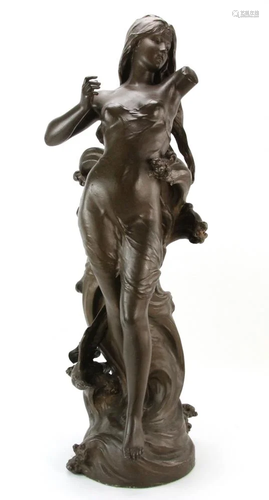 Bronzed White Metal Sculpture of Woman