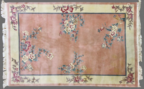Chinese Rug, Coral, Blue, Pink, Cream