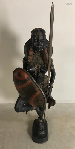 African Bronze Sculpture of Female Figure