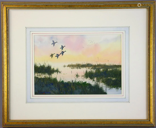 Roger Blum, Morning Light Mallards, Watercolor