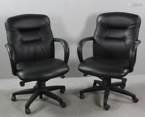 Pair of Faux Leather Office Armchairs