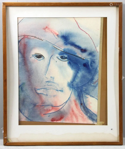 Watercolor Portrait of Man with Hat