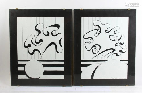 Two Abstract Pen and Ink Drawings