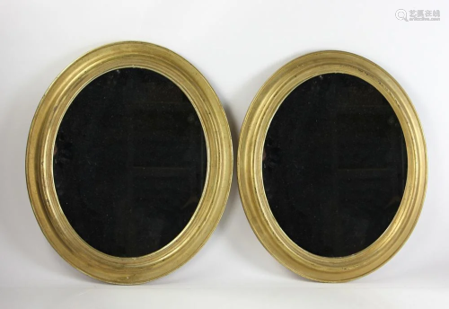 Pair of Victorian Gold Leaf Oval Mirrors