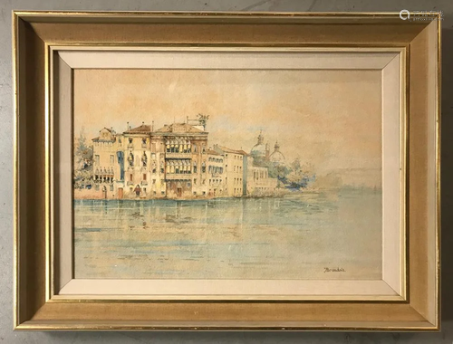 A Brandeis Signed, View of Venice, Watercolor