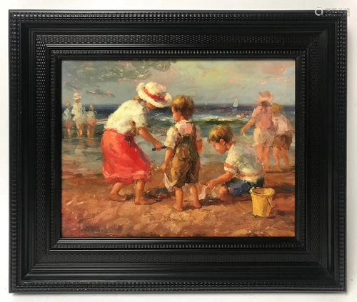 In Manner of Walter, Beach, Oil on Board