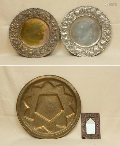 (2) Silverplated Dishes, Mirror and Brass …