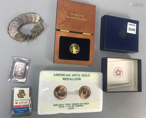 Medallion, Bracelet, Silver Bar, Etc