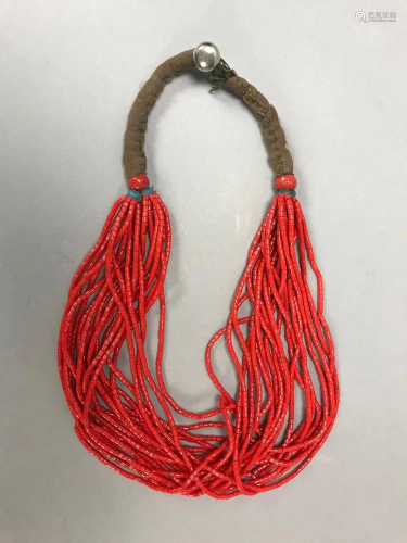 African Coral Bead Necklace