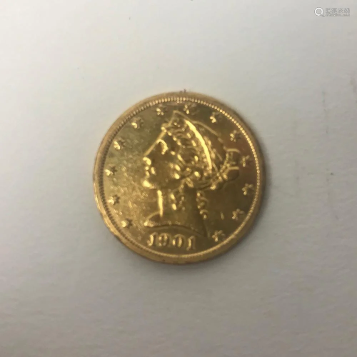 1901 US Five Dollar Gold Coin