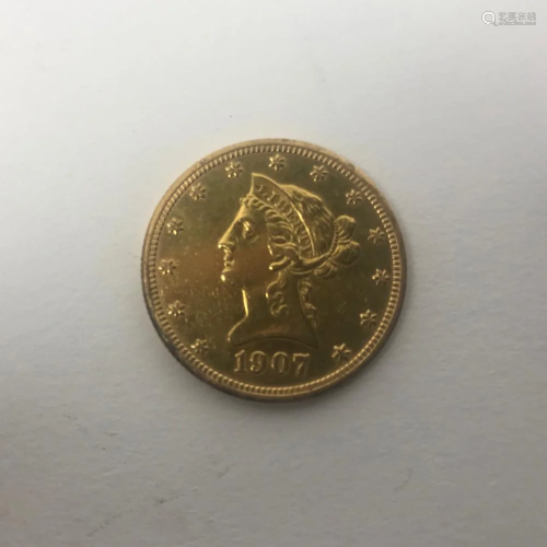 1907 US Ten Dollar Gold Coin