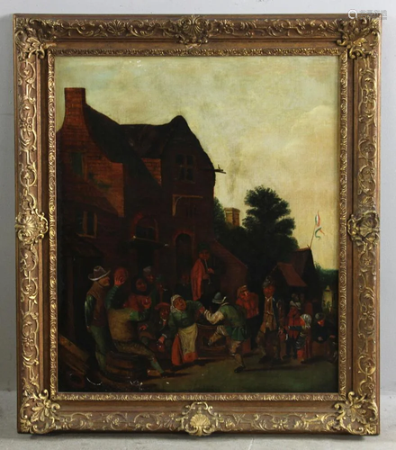 19thC Dutch School, Dancing Peasants