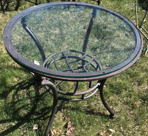 Iron Garden Table with Glass Top