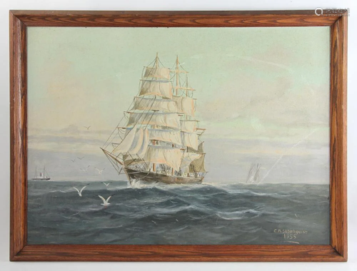 C. A. Sederquist, Clipper Ship, Oil on Board