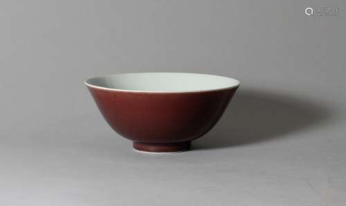 A Copper-Red Glazed Bowl, Mark and Period of Daoguang
清道光 霁红釉斗笠碗 大清道光年制款