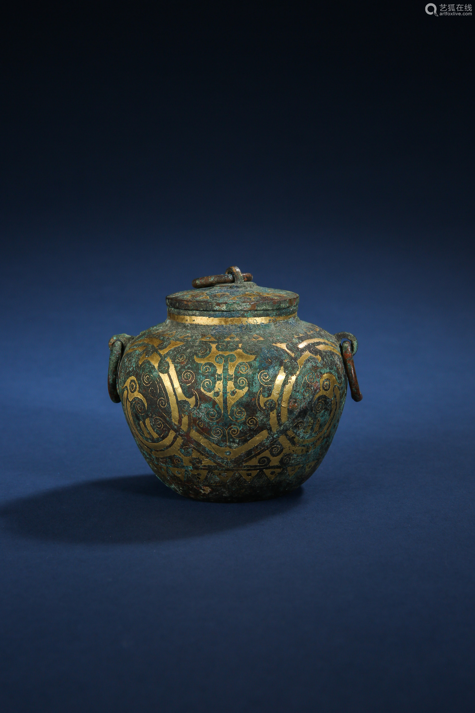 a pair of ancient chinese jar inlaided with gold 一對中國古代錯