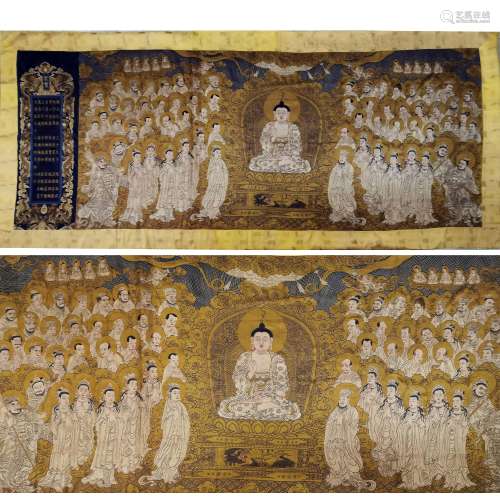 ANCIENT CHINESE SILK KESI  DECIPTING SAKYAMUNI IS SPREADING BUDDHISM 中國古代緙絲釋迦摩尼說法圖