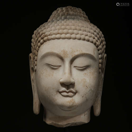 ANCIENT CHINESE STONE CARVING BUDDHA HEAD 中國古代石雕佛頭