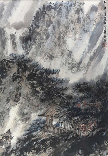 傅抱石 山水 鏡框